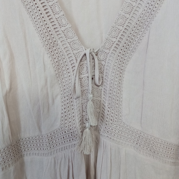 Torrid 3X Lace Up Sleeveless Tan Peasant Mushroom Babydoll Women's Top - Picture 7 of 8